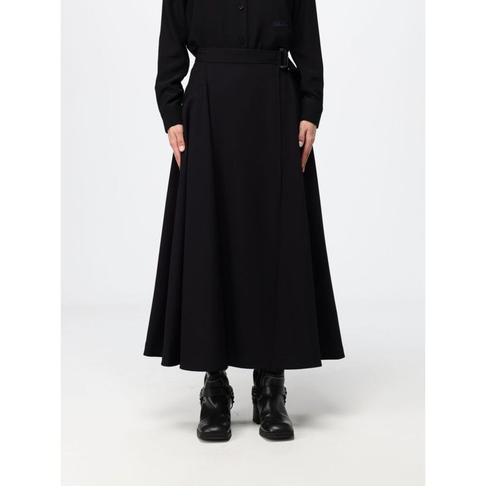 High-Waisted Merino Wool Midi Wrap Skirt Burberry With Concealed Closure